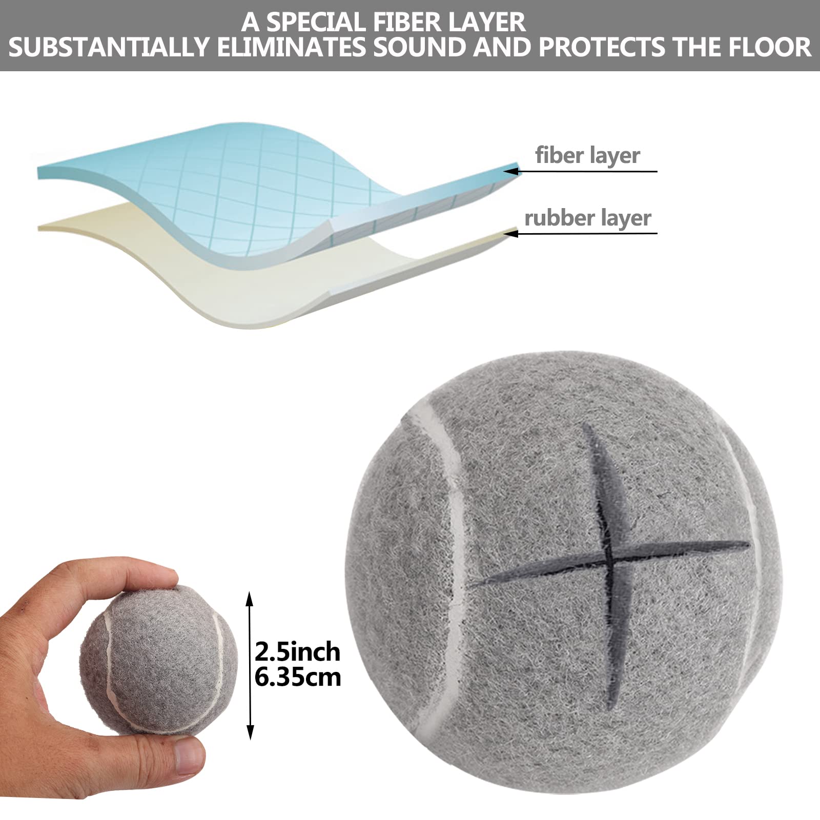 Premium Precut Tennis Balls Walkers 4 Pcs Balls with Precut Opening for Easy Installation,Walker Accessories for Seniors Fit Most Walkers,for Furniture Legs and Floor Protection