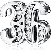 CRISNATA 5,10 to 50 52 55 56 60 65 70 75 80 Birthday Charms fits European Anniversary Bracelets, 925 Sterling Silver Number Charms with Clear CZ Stones, Gifts for Family/Lover/Friends