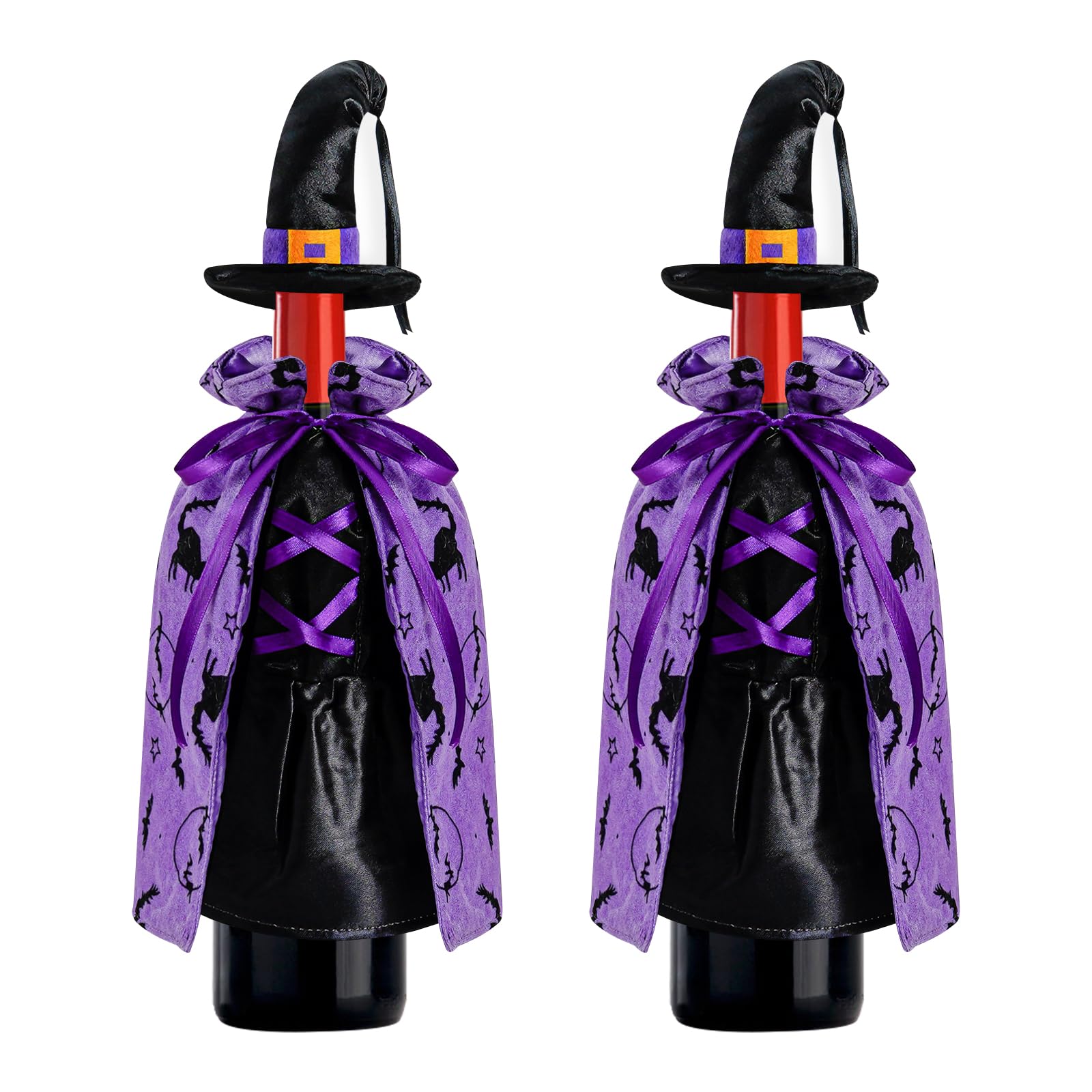 Photo 1 of LOMIMOS Witch Halloween Wine Bottle Cover,Non-Fabric Ideal Gift for Hostess Best Party Table Decor (2PCS)