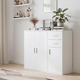 Panana Sideboard Storage Cupboard Cabinet Unit with Doors and Drawers White view 7