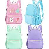 Cunno 4 Pcs Nylon Backpack Kids Bulk Toddler School Bookbag for Girl Boy Plain Waterproof Preppy Backpack Travel for Student(Blue,Pink,Green,Purple)