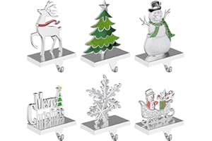 Homyplaza Christmas Stocking Holders for Mantle Weighted Metal Stocking Hangers Hooks for Fireplace Christmas Decorations (Set of 6)