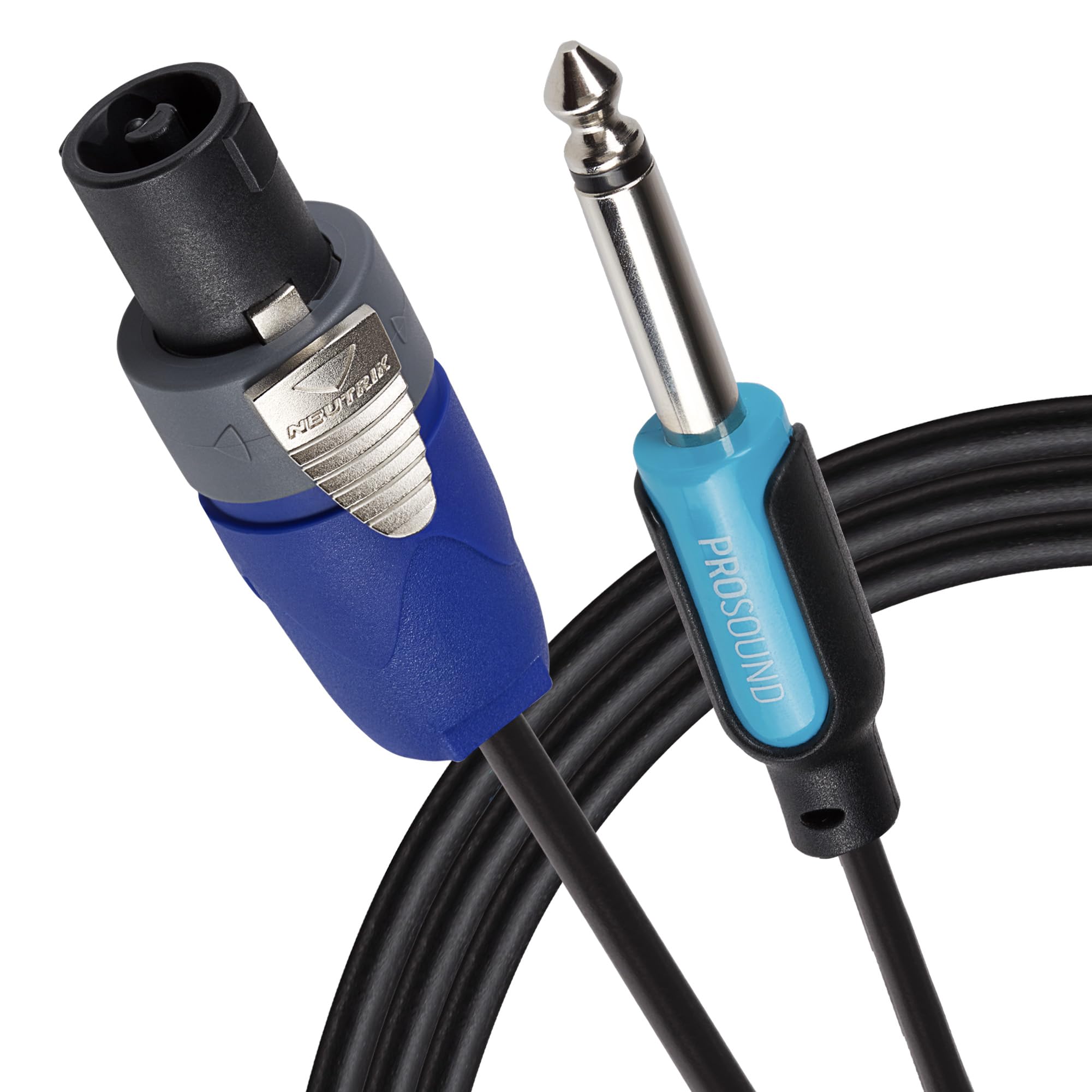 ProSound Neutrik Speakon NL2FX connector to 1/4" 6.35mm 2 Pole Jack Plug Cable, 10m