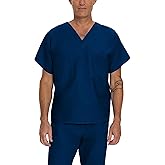 Landau Essentials Unisex Relaxed Fit 1-Pocket V-Neck Scrub Top 7502 Navy