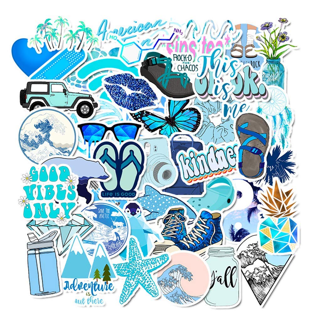 Aesthetic Laptop Stickers Blue Markoyxiana