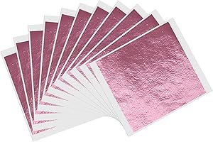 KINNO Pink Gold Leaf Sheets,100 Sheets 3.15" Baby Pink Gilding Gold Foil for Paintings, Arts Crafts, Nail Deco, Furniture