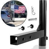 Anley Universal Car Hitch Mount Flagpole Holder - Compatible with Standard 2 Inch Hitch Receiver for Truck, Jeep, Van &amp; RV - Vehicle Rear Flag Pole Mounting Bracket - Fit Flagpole of 1 to 2 in