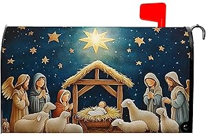 VentuCoven Christma Nativity Mailbox Cover Merry Christma Mailbox Covers Magnetic Standard Size 21x18 inch Winter Star Mail Box Wrap Decorative Mailboxes for Outside Garden