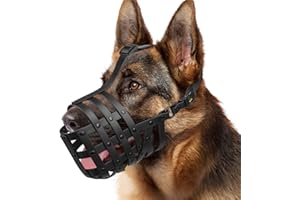 Mayerzon Dog Muzzle for Medium Large Dogs, Humane Basket Muzzle, Soft & Lightweight & Adjustable | Anti Biting Chewing Eating, Suits Training Walks Grooming Vet Visits, Drink & Pant Easily (Black, L)