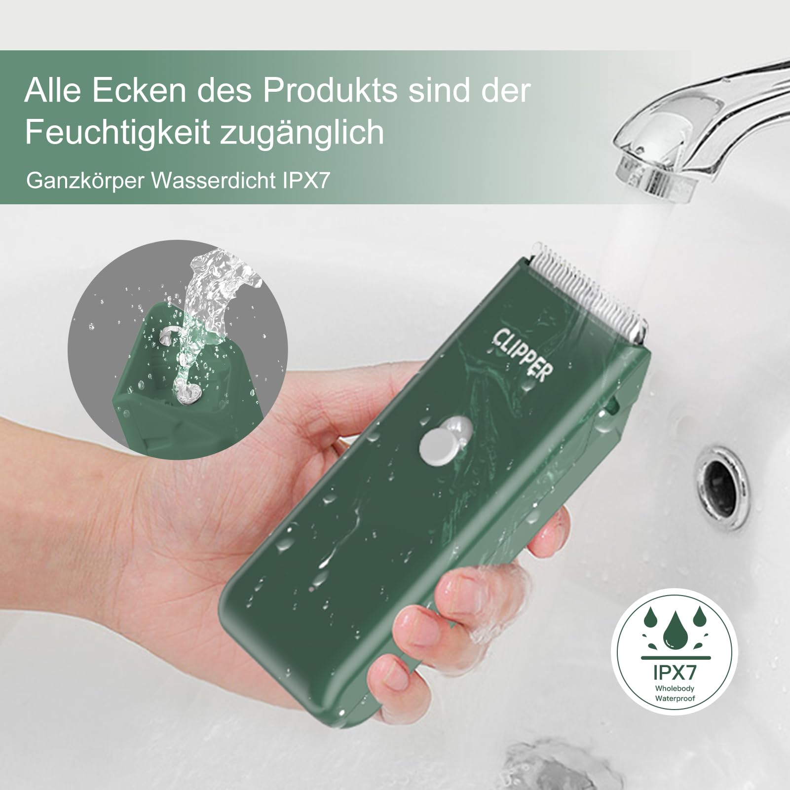 ENSSU Hundeschermaschine, kabelloses, wiederaufladbares Hundepflege-Set Katzenhaarschneidemaschine für verfilzte Haare, Tierhaarschneidemaschine Haustier-Rasierer für Katze/Hund/Kätzchen/Welpe,Grün 4