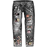EVALESS Ripped Jeans for Women Plaid Patch Boyfriend Skinny Distressed Denim Jean Pants