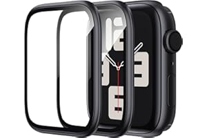 WSKEN for Apple Watch Screen Protector 44mm Series SE2 SE 6 5 4, Titanium Alloy Frame + 9H Tempered Glass, [Keep Original] [Touch Sensitive] Lightweight Protective Glass for iwatch 44mm 2 Pack,Black