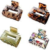 4Pcs Hair Claw Clips, BetterJonny Acetate Hair Clips Square Hair Jaw Clips Hair Accessories for Women Medium Hair Clips Tortoise Barrettes Hair Accessories