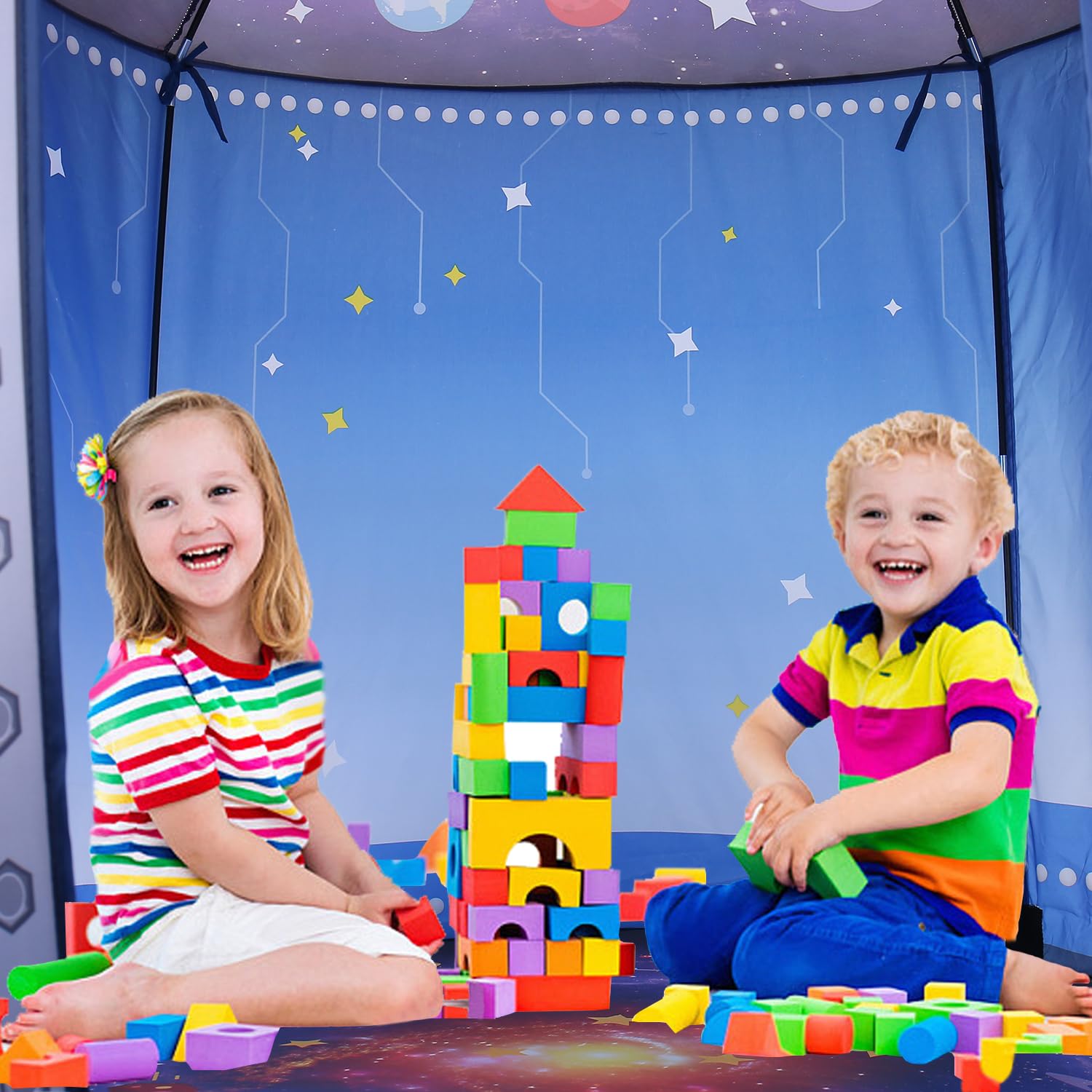 Rocket Ship Tent for Kids Pop-Up Rocket Play Tent Astronaut Space Tent Playhouse for Boys & Girls