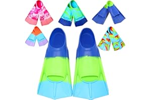 Fanwill Kids Swim Fins,Short Comfortable Flippers for Lap Swimming and Training for Child,Girls,Boys,Beginners