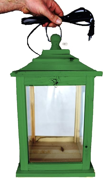XXL Holzlaterne, Laternen, komplett mit Beleuchtung, mit Glas und Holz - Rahmen, mit Holz - Deko KL-OFOS-GRASGRÜN aus Holz gr