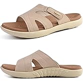 KuaiLu Womens Fashion Orthotic Slides Ladies Lightweight Athletic Yoga Mat Sandals Slip On Thick Cushion Slippers Sandals With Comfortable Plantar Fasciitis Arch Support