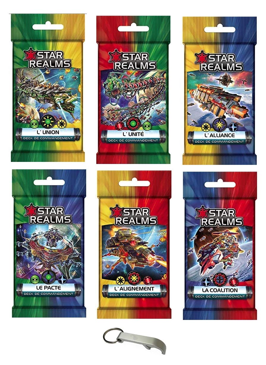 Star Realms French Version Pack Command: Union + Unity + Alliance + The Pact + The Alignment + The Coalition + 1 Blumie Bottle Opener (Command)