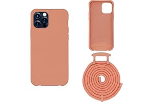 HoldingIT Crossbody Phone Case with Detachable Lanyard Compatible with iPhone 12/12 Pro, 2-in-1 Hands Free iPhone Cover with Drop Protection, Adjustable Rope Peach