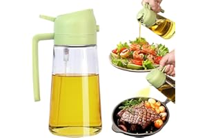 SWEEHO 2 in 1 Oil Dispenser and Oil Sprayer, 470ml Oil Dispenser Bottle Spray and Pour, Glass Olive Oil Sprayer for Cooking, Food-Grade Oil Spray Bottle Mister Spritzer for BBQ, Air Fryer, Kitchen (Green)