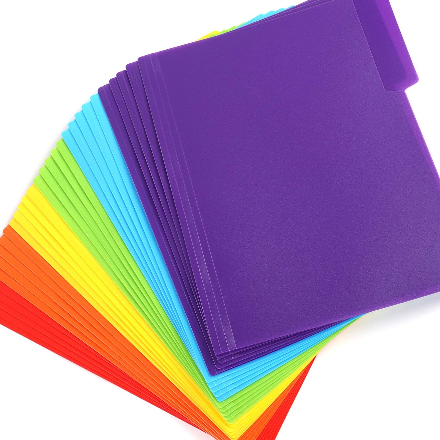 EOOUT 1/3-Cut Tabs, 30pcs Plastic Colored File Folder, Letter Size File Jacket, 6 Assorted Colors with Erasable Category Labels : Office Products