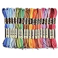 CABODYALS 6 Strands Gradient Polyester Embroidery Floss Variegated Rainbow Crewel Cross Stitch Threads Friendship Bracelet Floss Bulk for Jewelry Making Sewing Holiday Decorations Crafts DIY Projects
