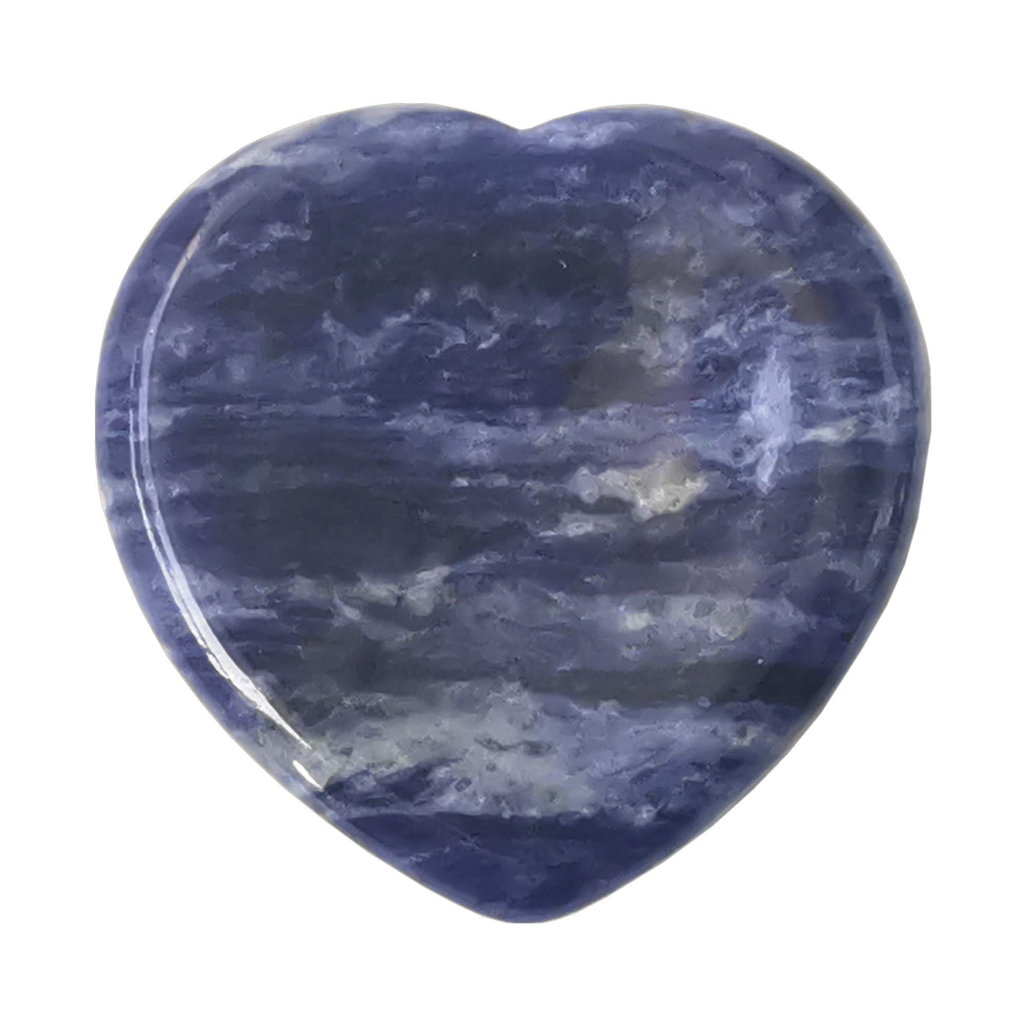 Manekieko Natural Sodalite Heart Chakra Thumb Worry Stone,Hand Carved Healing Crystal Shaped Stone for Anxiety Stress Relief Meditation