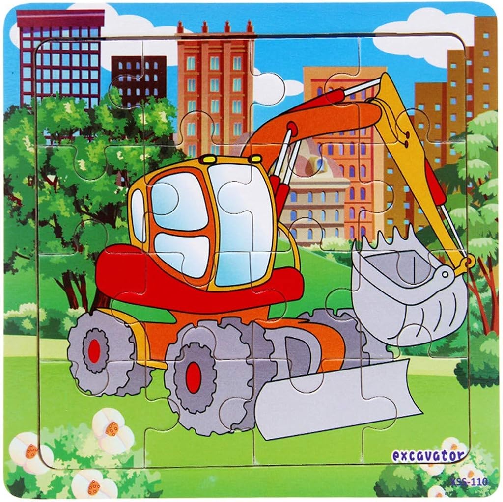 16PCS Puzzles Car Transportation Wooden Toddler Children Learning Education Toy