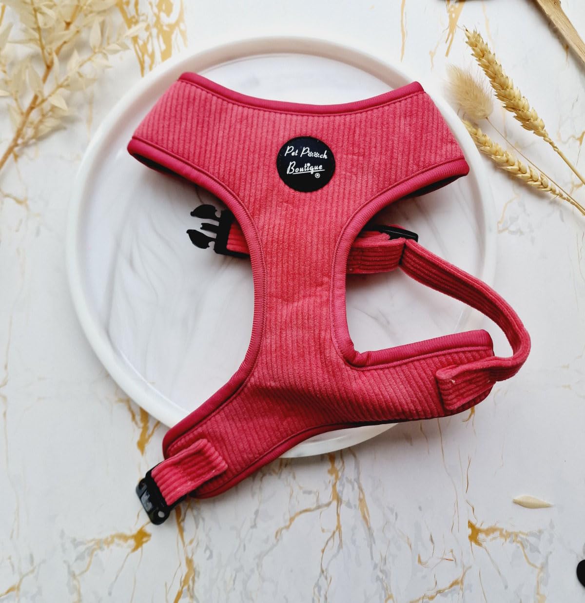 Rose Pink Cord Dog Harness M