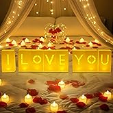 Velsyn I Love You Light Up Letters - Luminary Paper Bags to be Used as Anniversary Decorations and Valentines' Day Decorations for Your Loved One