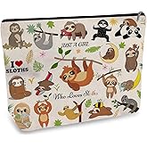 DOOX Sloth Makeup Bags with Lining, Funny Cosmetic Bags Pencil Pouch - Double-Sided Print - Cute Birthday & Christmas Sloth Gifts for Daughter, Sister, Women