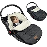 funlife 4 in 1 Premium Waterproof Universal Anti-Wind Infant Car Seat Cover Comes with Ultra Soft Fleece Car Seat Bunting Bag for Winter,Car Seat Cover Bunting Set for 0-12M