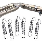 Motorcycle Exhaust Pipe Springs, 6Pcs Stainless Steel 65mm Motorcycle Exhaust Pipe Springs Muffler Exhaust Pipe Spring Hooks (Silver)