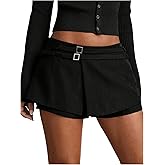 SweatyRocks Women's Buckle Low Waist Mini Skirts Business Casual Skort Skirts