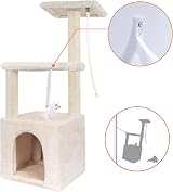 HOMIDEC Cat Scratching Post 90cm Cat Tree Beige Multi-Level Indoor view 9
