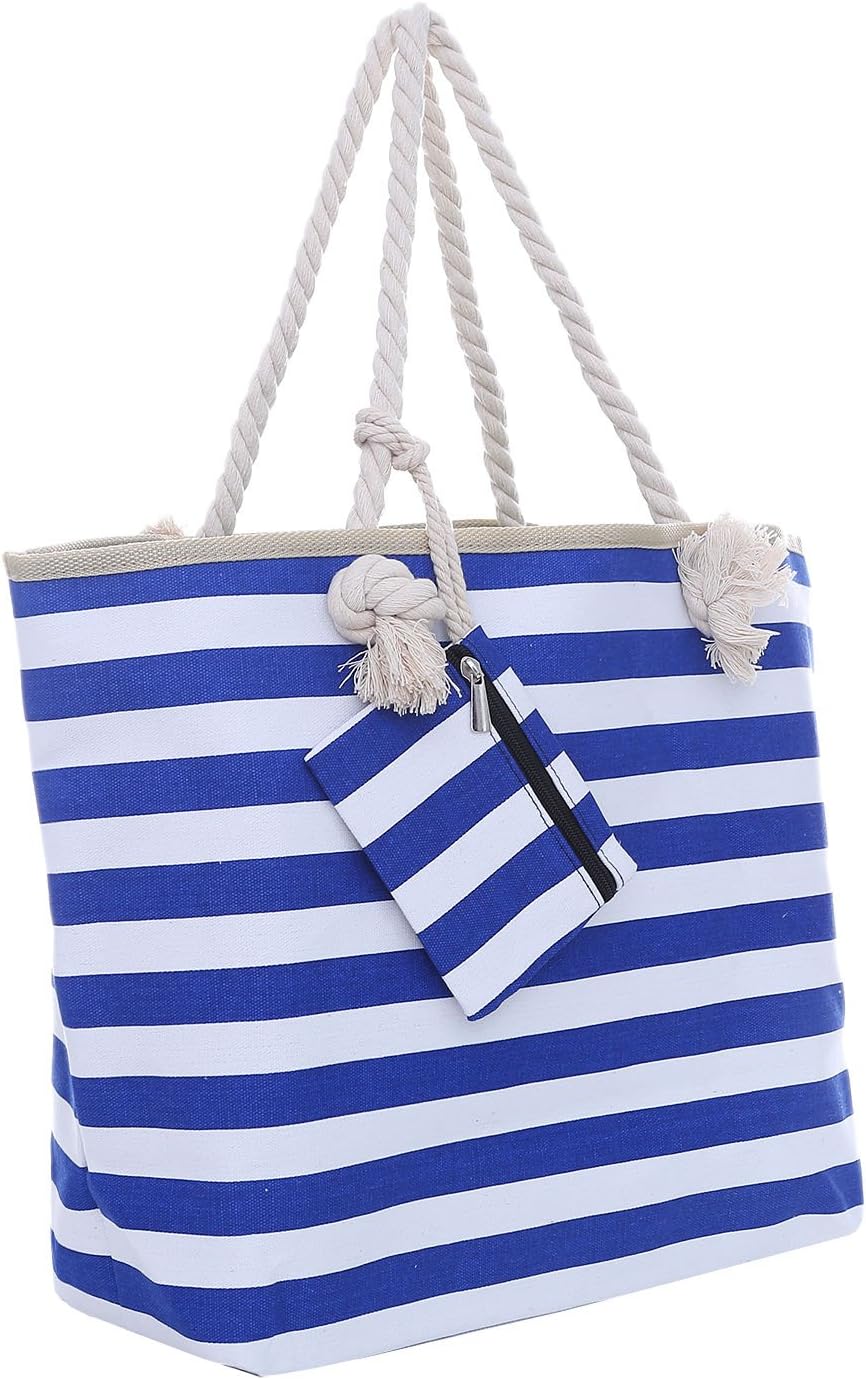 DonDonLarge Beach bag for women with zip Waterproof Pool bag tote beach bags Stripes