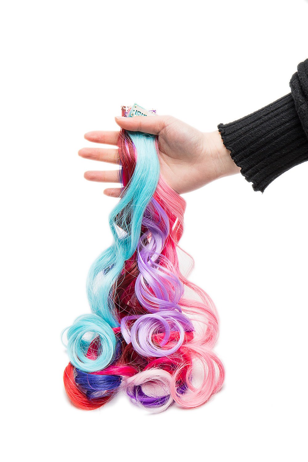 Real Hot 10Pcs Curly Wavy Clip in Hair Extensions Hair Pieces for Kids