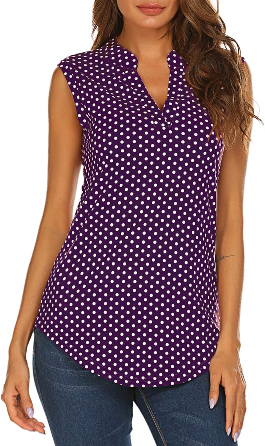 Halife Women's Long Sleeve/Sleeveless Floral Print V Neck Henley Tops Blouse Shirts Tunic