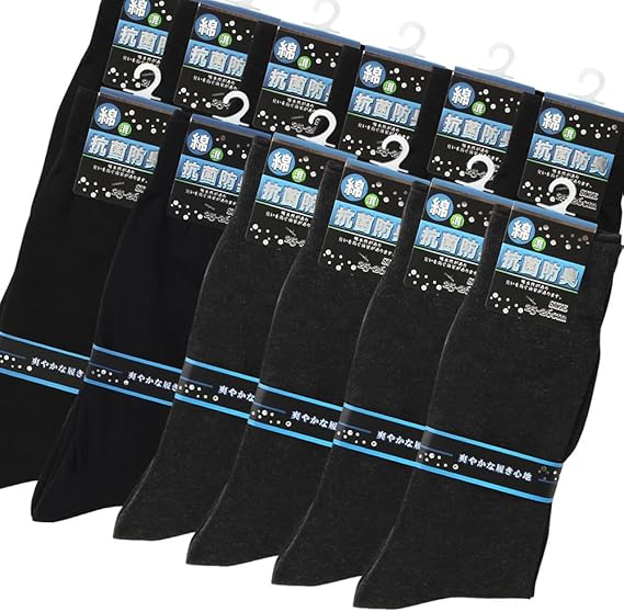 Amazon メンズ 靴下 黒 ブラック 紺 チャコールグレー ビジネスソックス 薄手 ソックス 抗菌防臭 12足セット シャツ 通販