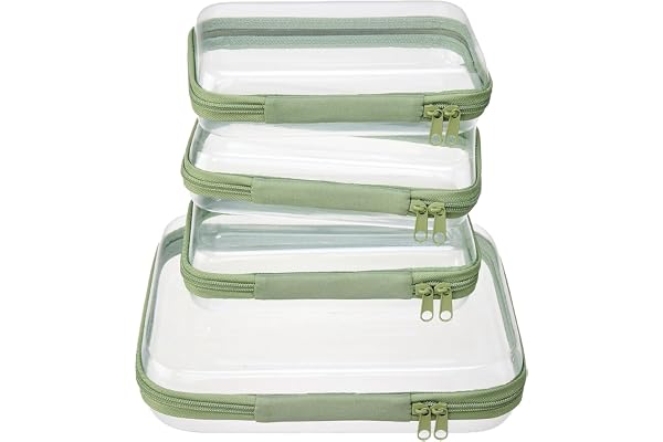 WELPIRT 4 pcs Clear Zipper Pouches,Hard Shell Zipper Case, Toiletry Bag for Travel, CLear Diaper Bag, Toiletry Pouch, Travel