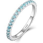 YL Stackable Ring 925 Sterling Silver Wedding Eternity Bands Birthstone Stacking Rings for Women