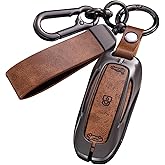 Key Fob Cover for Tesla，Key Shells Compatible with Tesla, fit Tesla Metal Key Cover Case, Model X, with Key Chain, Key Less Protection Case Smart Remote Accessories (BrownX)