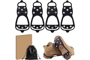 2 Pairs Ice Cleats for Shoes and Boots, Universal Non Slip Hiking Spikes, Micro Shoe Spikes for Snow and Ice, Durable Snow Cr