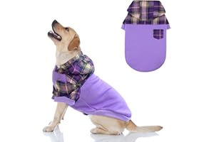 K9meme Plaid Dog Hoodie for Small Medium Large Dogs,Warm Dog Sweatshirt with Hat and Leash Hole, Dog Clothes for Puppy Bulldog XS S M L Sized Breeds Dogs, Soft Pullover Fleece Dog Sweater