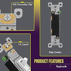 ENERLITES Toggle Light Switch with Wall