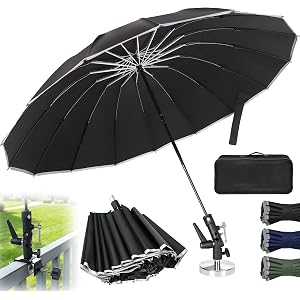 Upgraded 16-Rib Magnetic Umbrella,60" Large Shade Canopy,600 Lbs Magnetic