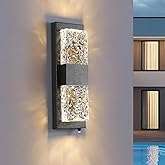 HITOO Dusk to Dawn Outdoor Lighting Fixture Wall Mounted - 14.2'' IP65 Waterproof Wall Sconce with 12W LED Crystal Modern Out