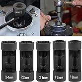 5pcs Strut Nut Socket 18mm 19mm 21mm 22mm 24mm with 12 Point 1/2" Drive, Suspension Strut Nut Socket Tool Easy Remove Strut N