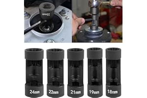 SUNLUWAY 5pcs Strut Nut Socket 18mm 19mm 21mm 22mm 24mm with 12 Point 1/2" Drive, Suspension Strut Nut Socket Tool Easy Remove Strut Nuts