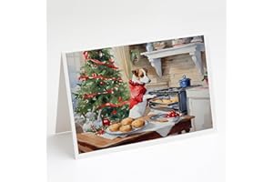 Caroline's Treasures DAC3826GCA7P Jack Russell Terrier Christmas Cookies Greeting Cards Pack of 8 Blank Cards with Envelopes Whimsical A7 Size 5x7 Blank Note Cards